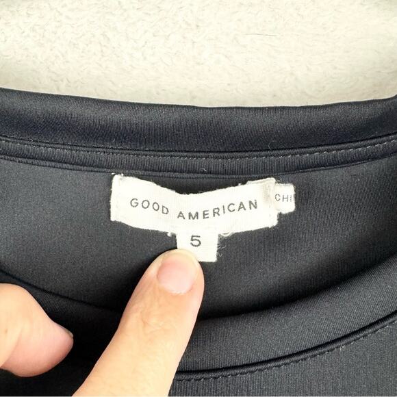 Good American Scuba Tee Thong Bodysuit Black Plus Size 5 (2X) Minimalist Office - Picture 9 of 16